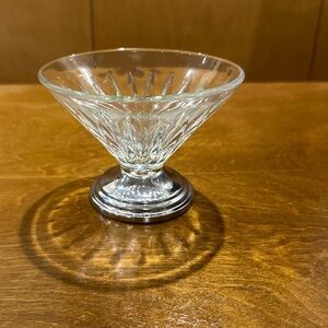 Elegant 1930s Glass Dessert Bowl with Silver Base